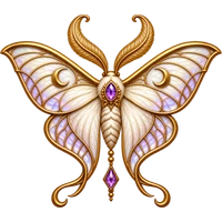 An ivory moth with crescent-moon wings